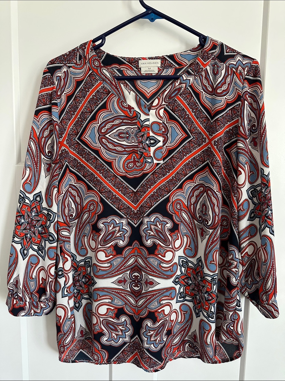 Van Heusen Multi-Color Paisley V-Neck Blouse